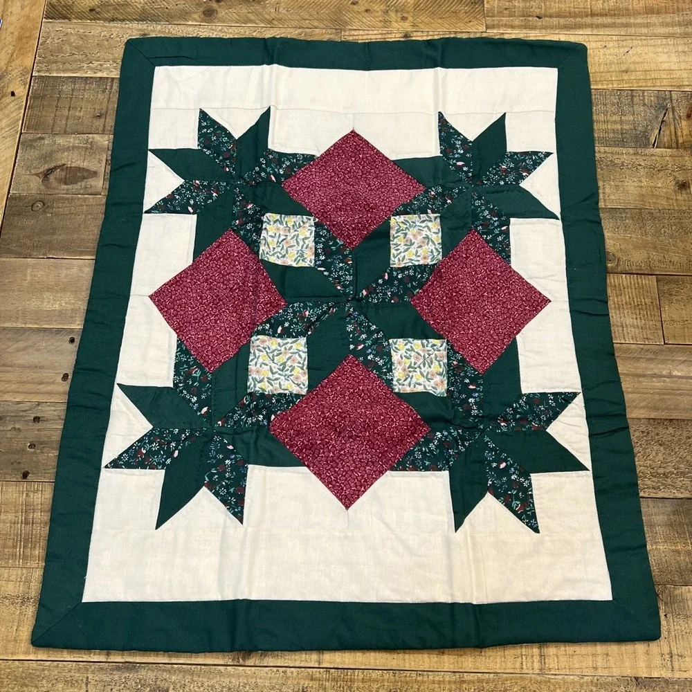 Vintage Patchwork STANDARD Pillow Shams High Country Linen Quilted STAR CROSS X3